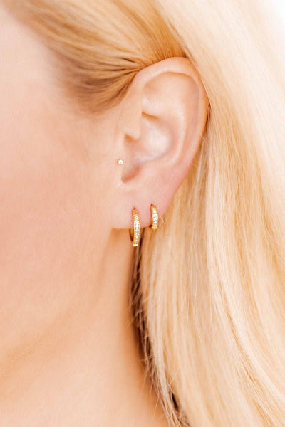 Scarlett Huggie Earrings Hoop Gold 8mm CZ