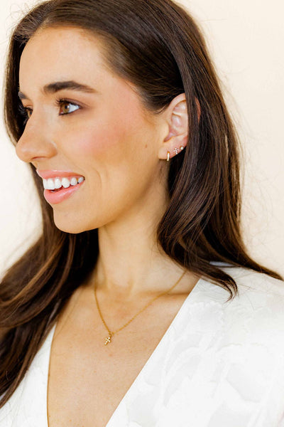 Scarlett Huggie Earrings Hoop Gold 8mm CZ