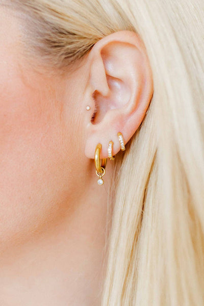 Scarlett Huggie Earrings Hoop Gold 8mm CZ