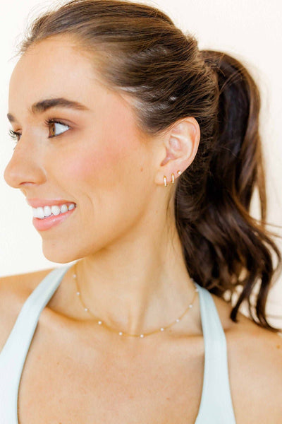 Scarlett Huggie Earrings Hoop Gold 8mm CZ