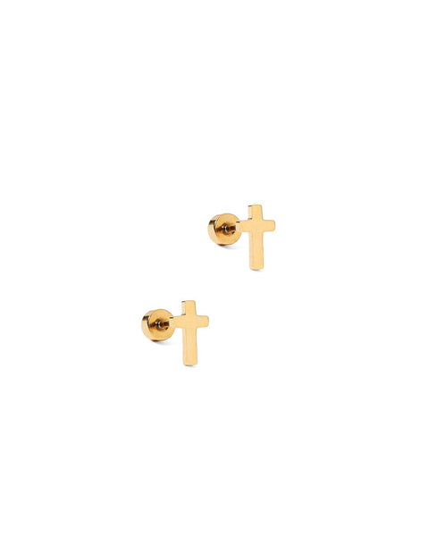 Catherine Gold Cross Stud Earrings