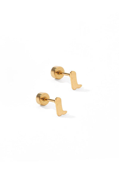 Pair of gold earrings on a white background