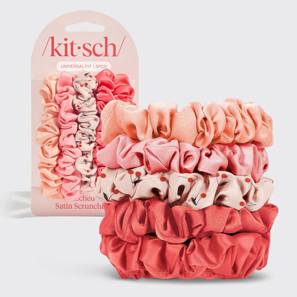 Ruched Satin Scrunchies Set / Cherry Blossom