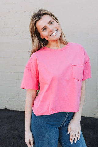 Raw Edge Crop Top / Fuchsia Pink *final sale*