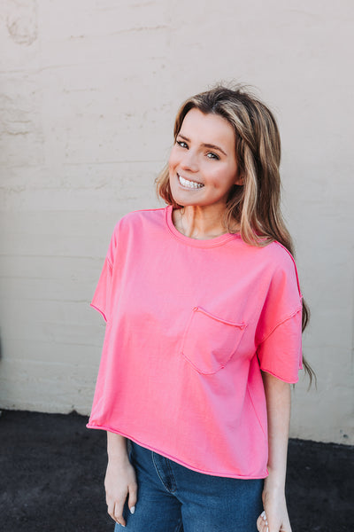 Raw Edge Crop Top / Fuchsia Pink *final sale*