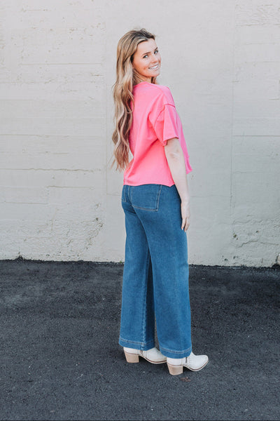 Raw Edge Crop Top / Fuchsia Pink *final sale*