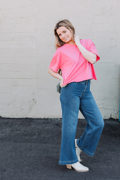 Raw Edge Crop Top / Fuchsia Pink *final sale*