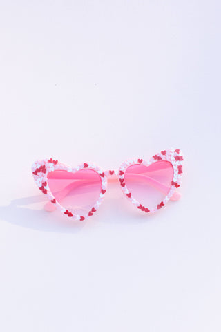 Pink Party Confetti Heart Sunglasses