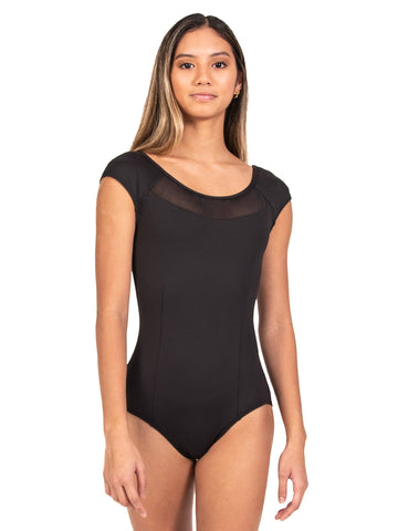 Bianca Elevated Mesh Collar Cap Sleeve Leo YOUTH