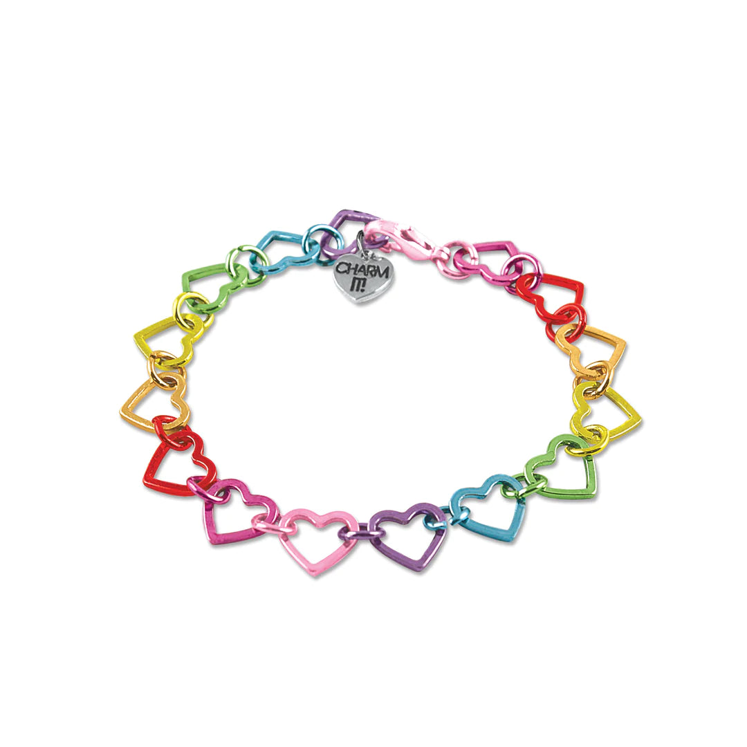 Charm It! Rainbow Heart Link Bracelet