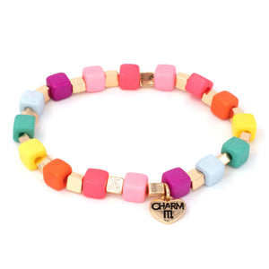 Charm It! Gold Multi Cube Stretch Bracelet