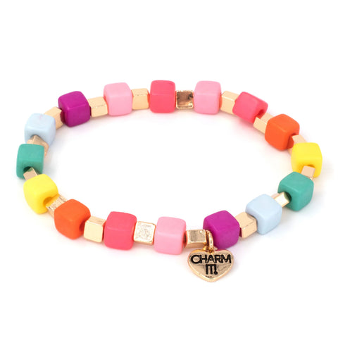 Charm It! Gold Multi Cube Stretch Bracelet