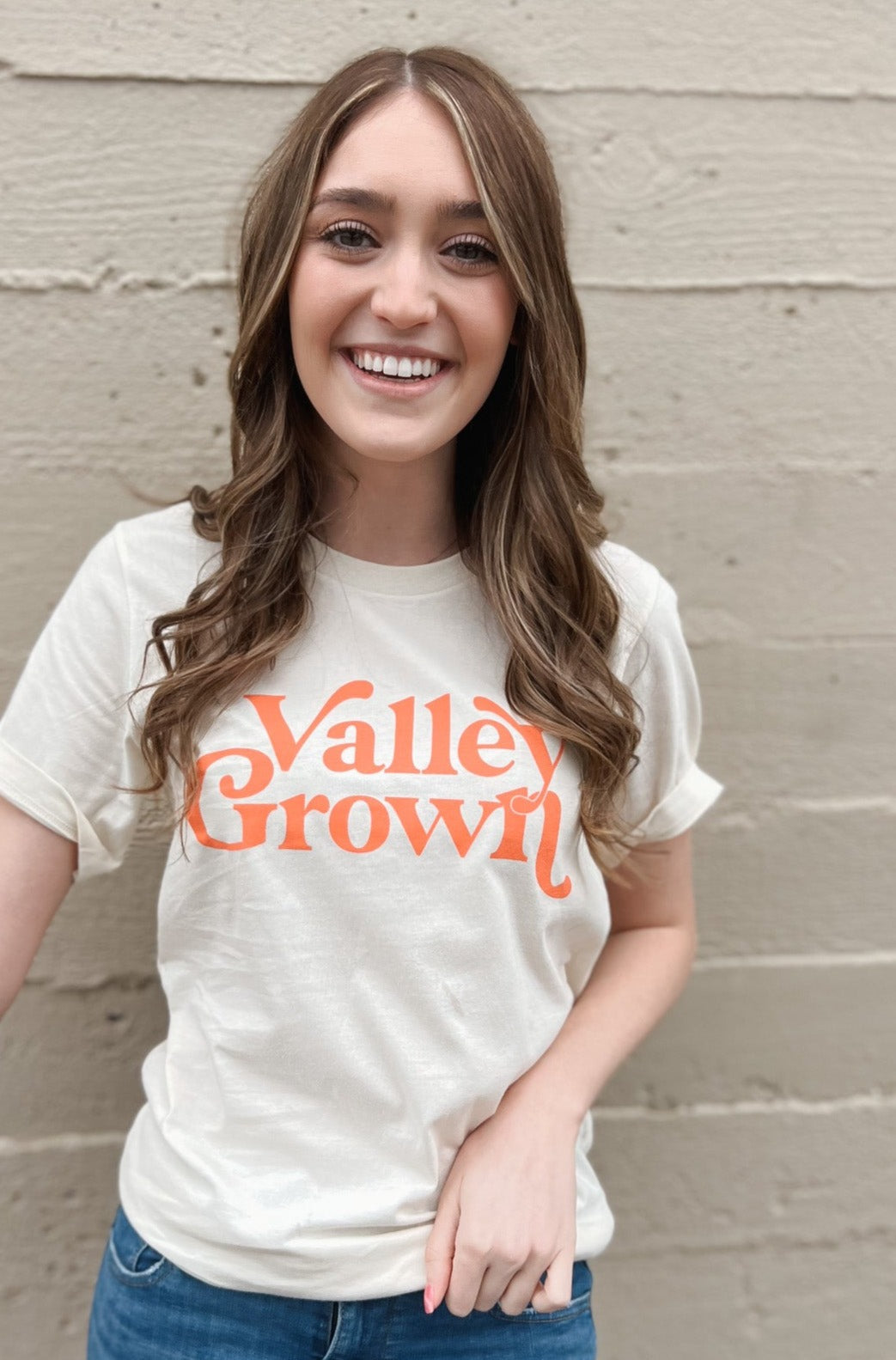 Valley Grown Tee / Ivory and Peach